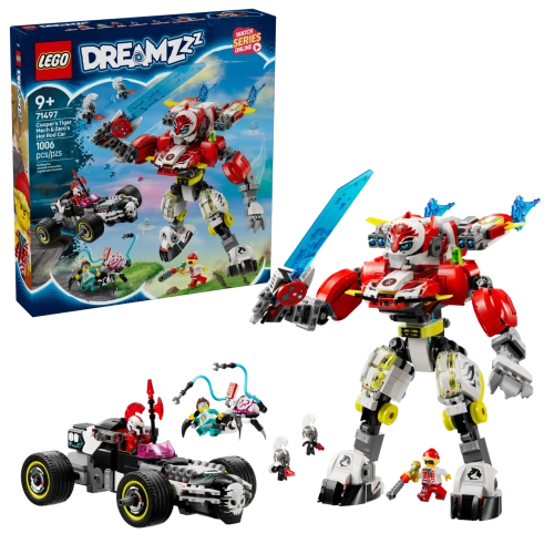 Конструктор LEGO DREAMZzz 71497 Робот-тигр Купера и Hot Rod машина Зеро