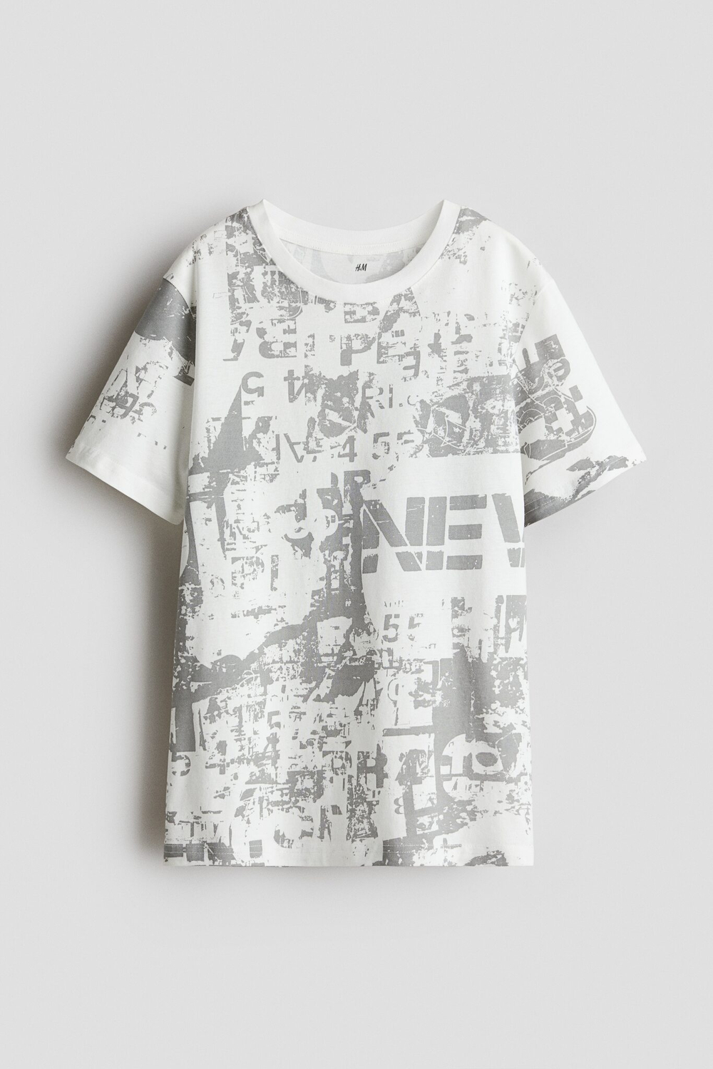 H&M Футболка из хлопка с принтом, белый