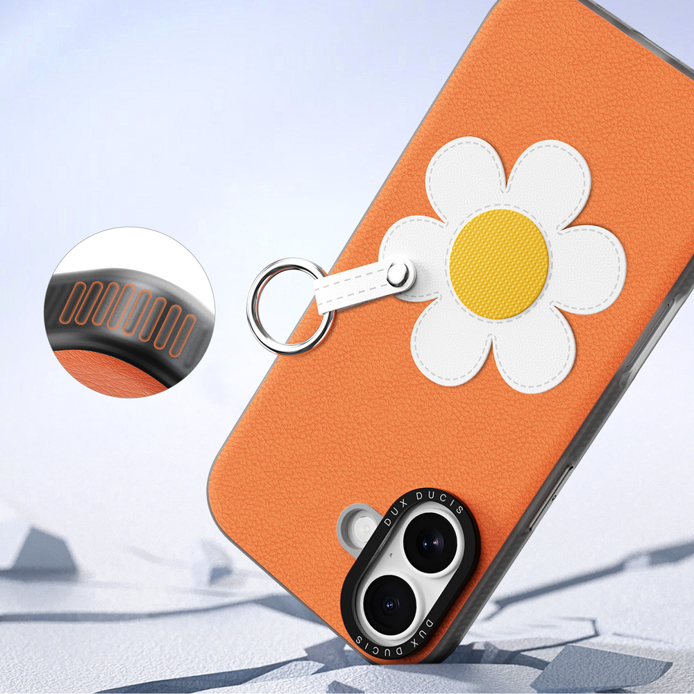 Чехол оранжевого цвета (Daisy Edition) для iPhone 17, серия Luvy Series Case (со съемным ремешком) от Dux Ducis