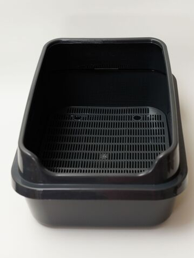 Кошачий лоток с высоким бортом, с сеткой и совком в комплекте,серый