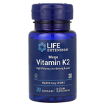 Life Extension, Мега витамин K2, 45000 мкг, 30 капсул