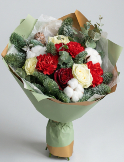 Букет «Снежный вальс» с датской елью натуральной