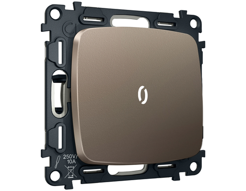 MO632015 Комплект механизма 1-кл выключателя с подсветкой 5600K OMEGA Темная бронза матовый QUANT (OP6320, VM101, G14W)