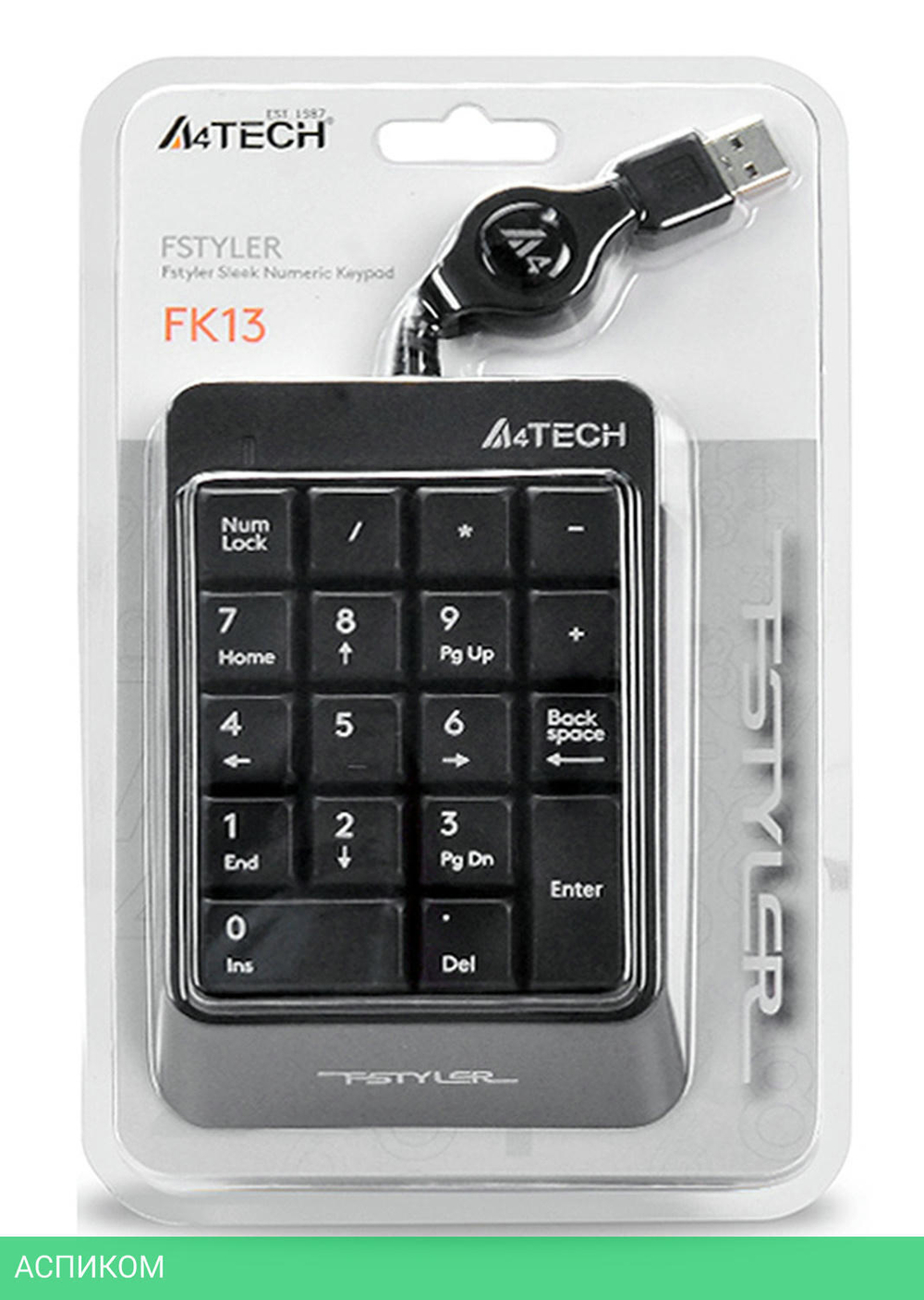 Цифровой блок A4Tech Fstyler серый (FK13)