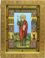 Большая живописная икона Святой апостол Андрей Первозванный 42х29см на кипарисе в березовом киоте