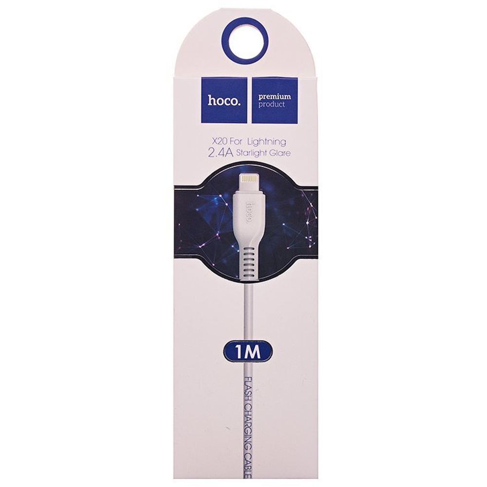 Кабель HOCO X20 USB-Lightning 2.4А 1м PVC White