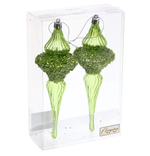 Елочные украшения "Сияние" 6*6*19.5 см (набор 2 шт), Зеленый (Серпантин)