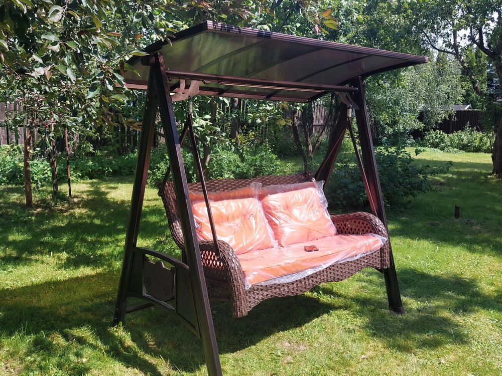 Качели Dragon из ротанга и алюминия, античная бронза