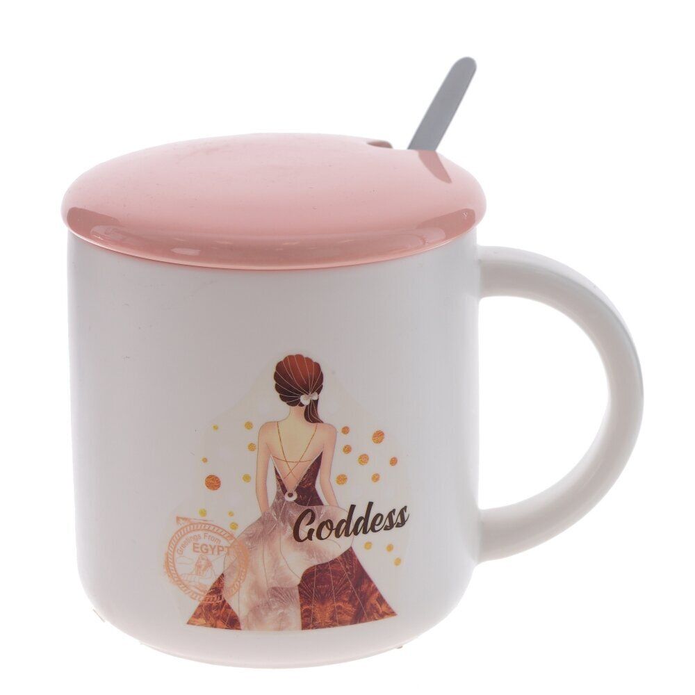 GAEM Кружка с крышкой и ложкой, 380 мл, L12 W9 H9,5 см, 4в.