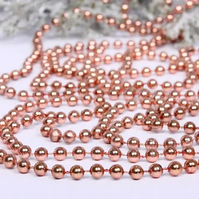 Бусы на елку 2,7м «Шарик» d-6мм, розовое золото (pvc коробка)