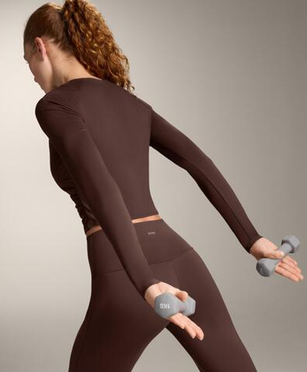 Oysho Лонгслив Comfortlux, коричневый