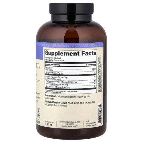 NatureWise, льняное масло, 240 капсул