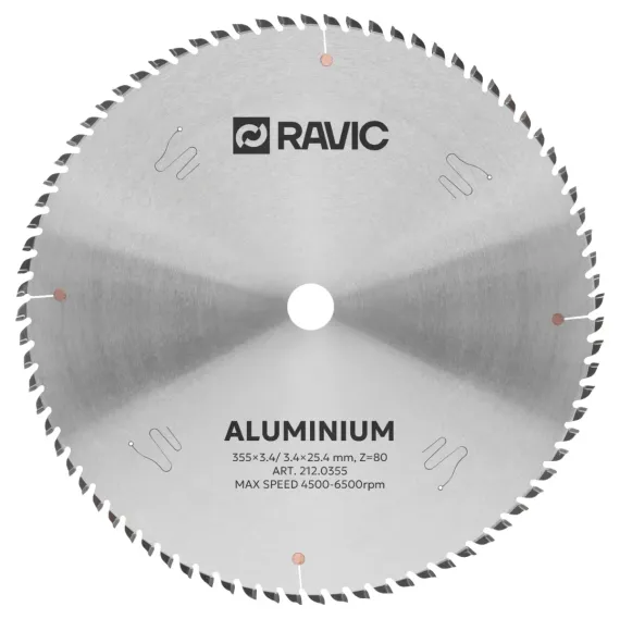 Диск пильный TCT по алюминию и цветным металлам Ravic, 355х25,4 мм, Z=80, арт. 212.0355
