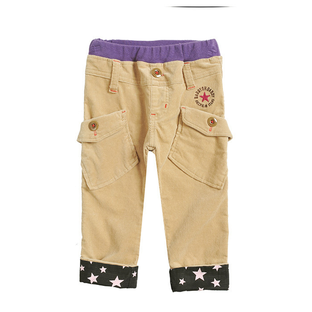 Брюки детские вельветовые с контрастным поясом и отворотами