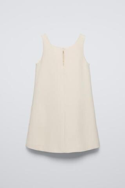 ZARA ПЛАТЬЕ С КОНТРАСТНЫМ БАНТОМ, ЭКРЮ