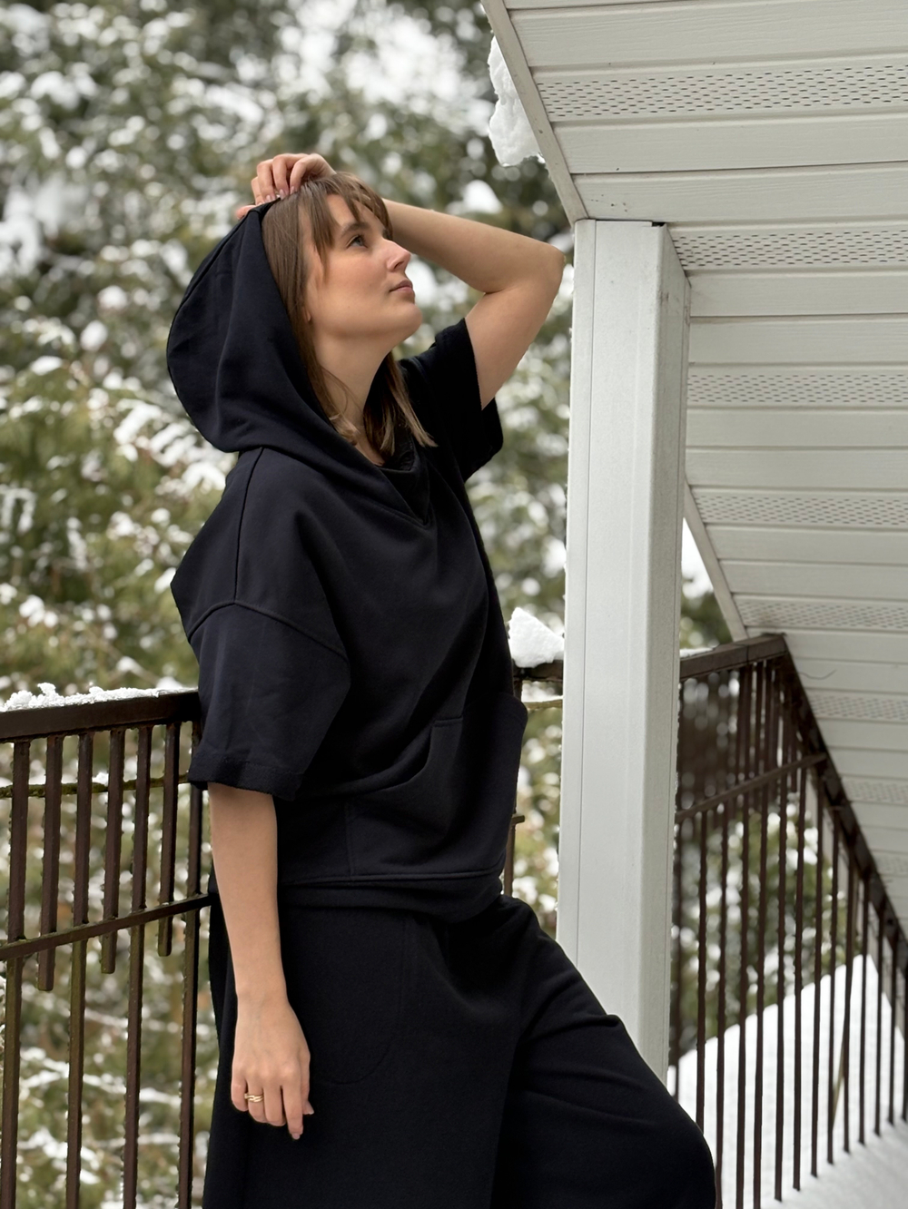 Худи с коротким рукавом синий / унисекс / петля