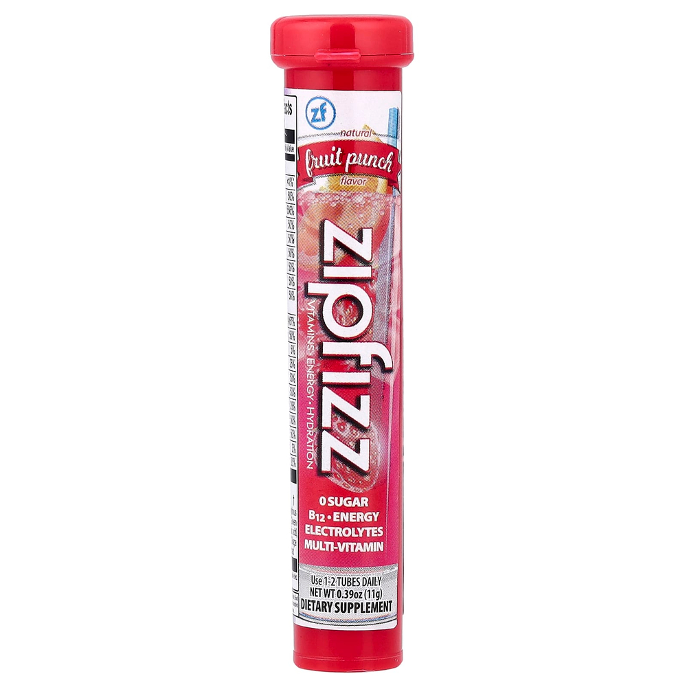 Zipfizz, Смесь для энергетических напитков, фруктовый пунш, 20 тюбиков по 11 г (0,39 унции)