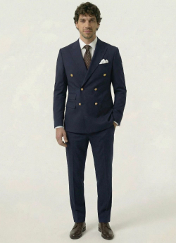 Мужской костюм двубортный (темно-синий) А70