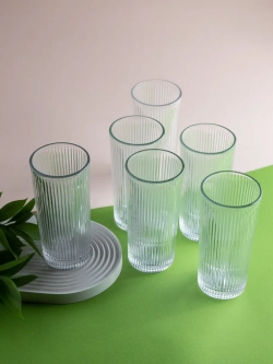 Набор ребристых бокалов для воды, 330 мл. 6 шт. прозрачные