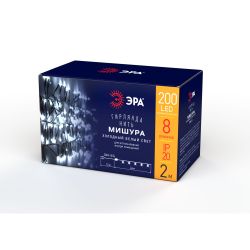 ENIN - GC ЭРА Гирлянда LED Нить Мишура 3,9 м зеленый провод, холодный свет, 220V