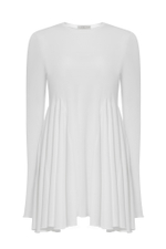 Платье короткое белое с длинным рукавом и клинья "lambada"