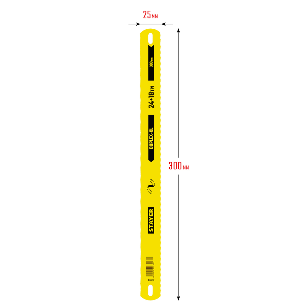 STAYER Duplex-XL, 24 + 18 TPI, 25 х 300 мм, 1 шт, коробка 50 шт, двустороннее широкое полотно по металлу (1590)