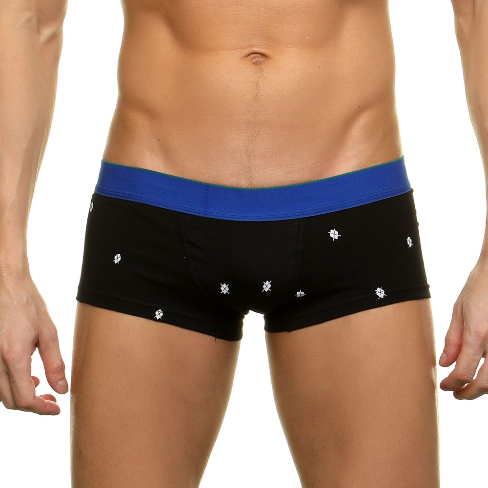 Черные хлопковые трусы-хипсы с принтом (Размер: XL) (Цвет: черный)