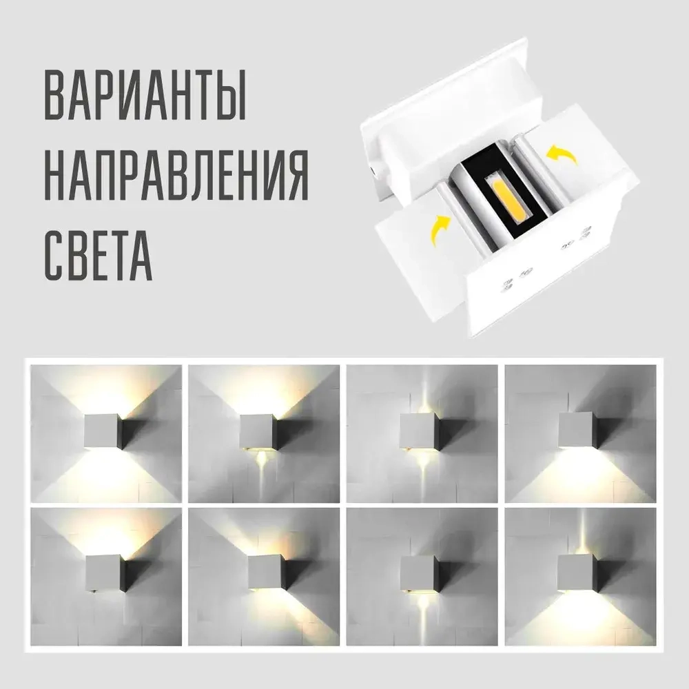 Светильник настенный светодиодный для дома и улицы, 3000К, IP65