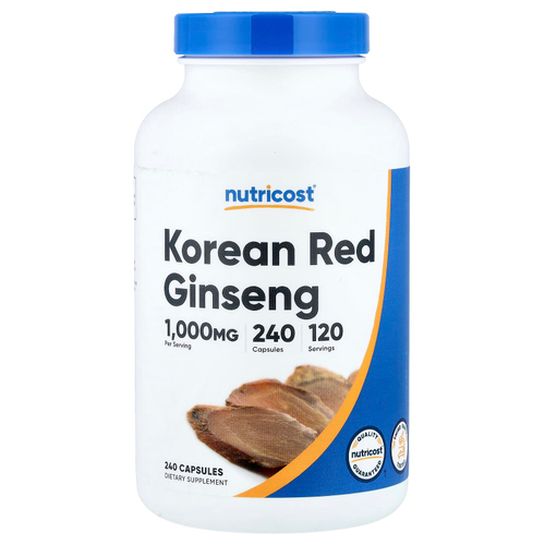 Nutricost, корейский красный женьшень, 240 капсул (500 мг в 1 капсуле)