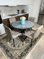 Круглый стеклянный раздвижной стол и стулья "ГУЧИ" капучино