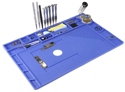 Антистатический силиконовый коврик для пайки с отсеками 440x310 (без инструментов)