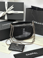 Женская сетчатая сумка Chanel черного цвета