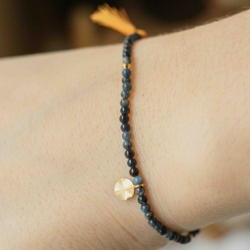 браслет из синего агата с тыквенной кистью