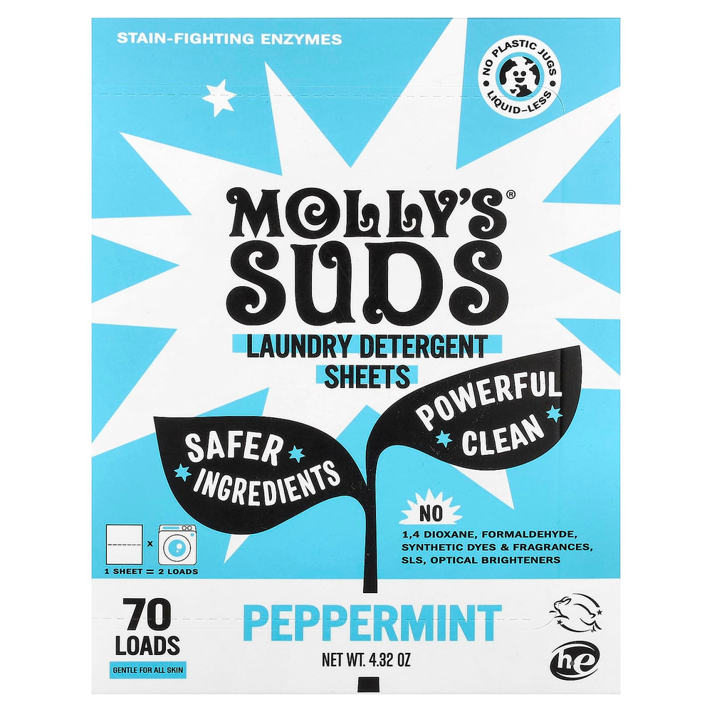 Molly's Suds, средство для стирки, перечная мята, 35 шт.