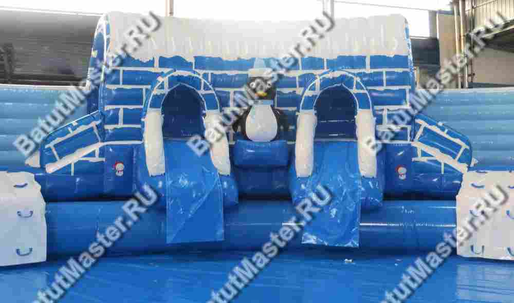 Надувной наземный аквапарк «Морское царство 3»  с фигурой пингвина, 16*16*6 м