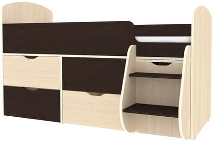 Кровать-чердак КарИВи Малыш 7  Дуб Молочный Венге