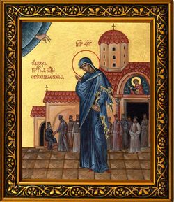 В раме. Светописанная икона Божьей Матери. (Светоявленный образ Богородицы).