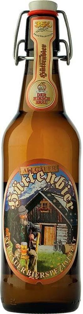 Пиво Хиршброй Альгойер Хютенбир / Der Hirschbrau Allgauer Huttenbier 0.5 - стекло, бугельная пробка