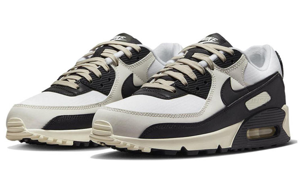 Nike Air Max 90 retro sports comfortable leather shock absorption non-slip wear-resistant low-cut casual running shoes men's white and black