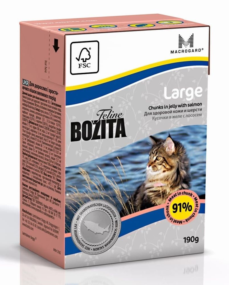 Bozita 190г. Кусочки в желе для Кошек Крупных пород (Feline Funktion Large 31/18)