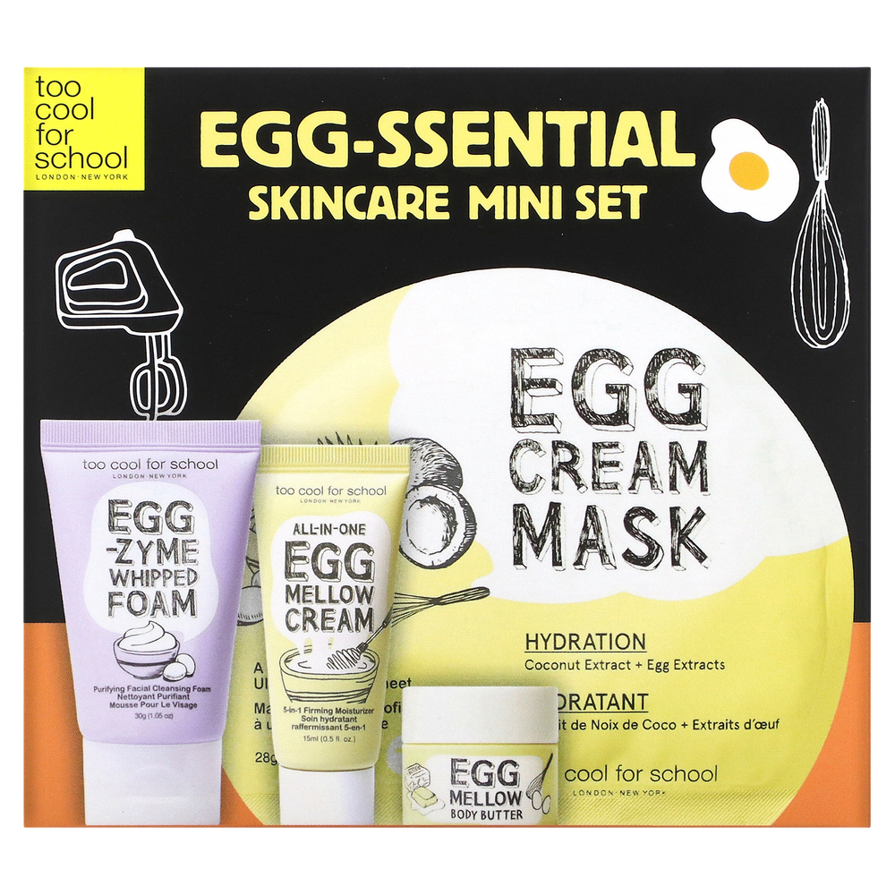 Too Cool for School, Мини-набор для ухода за кожей Egg-ssential, набор из 4 компонентов