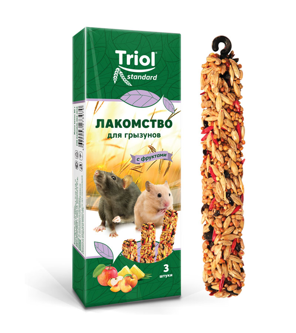 Лакомство для грызунов с фруктами (уп. 3 шт), 80г, Triol Standard