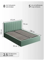 Двуспальная кровать 160х200 "Алина" Мятный