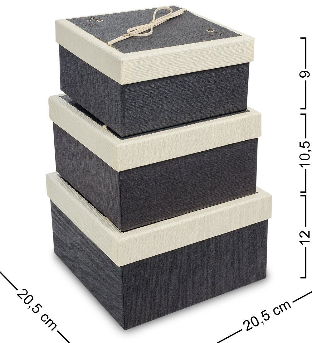 WF-81-A Набор коробок из 3шт «Квадрат» цв.графитовый