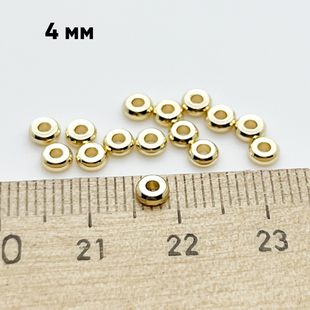 Бусина, цвет золото, размер 4*1,3 мм, цена за 10 шт