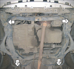 Защита картера Двигателя, КПП. 2 мм, Сталь. для Honda Civic VII 2001-2005 MOTODOR.00810