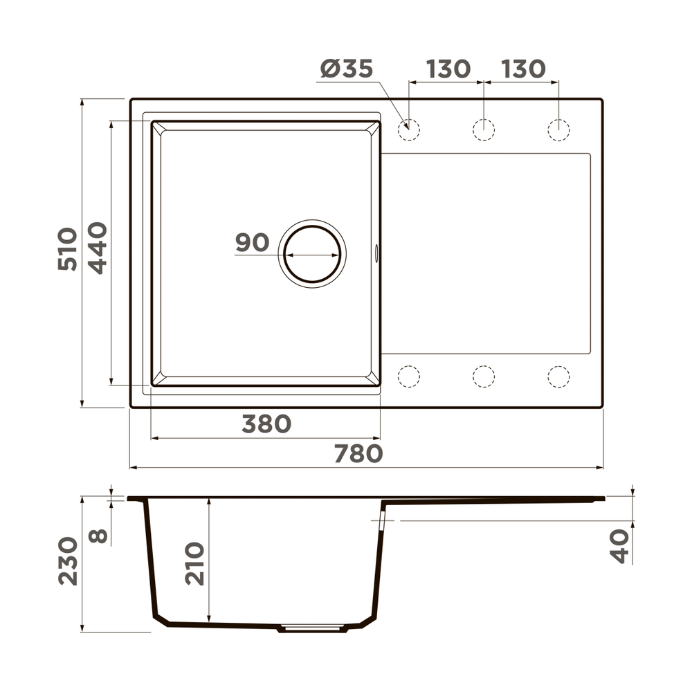 Мойка Omoikiri Daisen 78T-PL Tetogranit | Платина