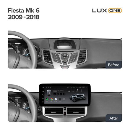 Магнитола для Ford Fiesta MK6 2012-2018 (голубой БК) - Teyes LUX ONE 360 монитор 12.3" 2K QLED на Android 10, 6Гб+128Гб, CarPlay, 4G SIM-слот, 4 камеры в комплекте