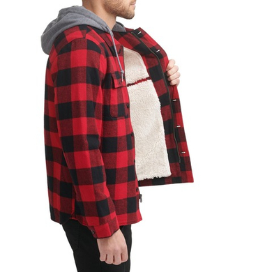 Куртка-рубашка утепленная мужская LEVI'S COTTON SHACKET WITH JERSEY HOOD AND SHERPA LINING