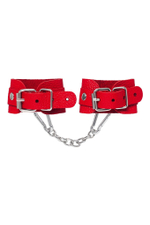 Красные кожаные наручники-браслеты со скруглёнными углами